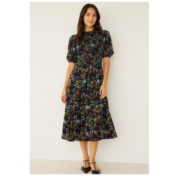 Baltic Born Dresses & Skirts - Baltic Born Lena Tiered Midi Dress Floral Black XS Cottagecore Wedding Guest